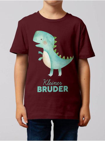 wat? Apparel T-Shirt Dinosaurier 03 Kleiner Bruder in Weinrot
