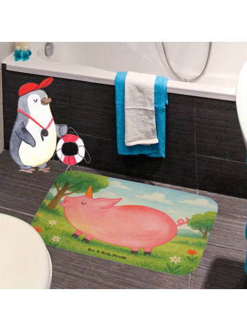 Mr. & Mrs. Panda Badevorleger Einhorn Schwein Design ohne Spruch in Weiß