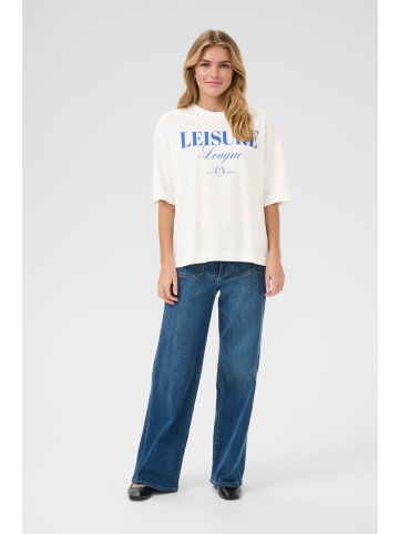Kaffe T-shirt KAgissa Loose fit in Chalk w. Surf the Web leisure