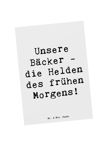 Mr. & Mrs. Panda Bildkarte Spruch Bäcker Helden mit Spruch in Weiß