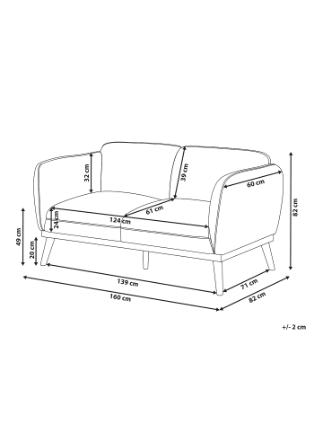 Beliani 2-Sitzer Sofa LJUNG in Schwarz/Braun - (W) 160 x (H) 82 cm