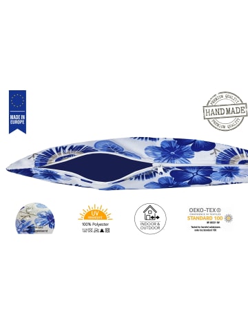 JACK 1 x Outdoor Kissenhülle 45x45cm Motiv Blumen Blau