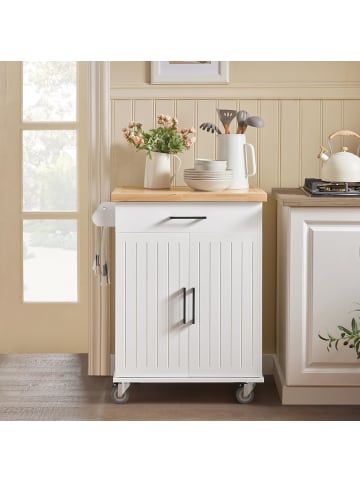 SoBuy Küchenwagen in Weiß und Natur - (B)74,5 x (H)91 x (T)45,5cm