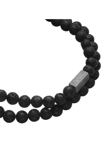 True Rebels Armband aus Edelstahl mit Lavastein in retro