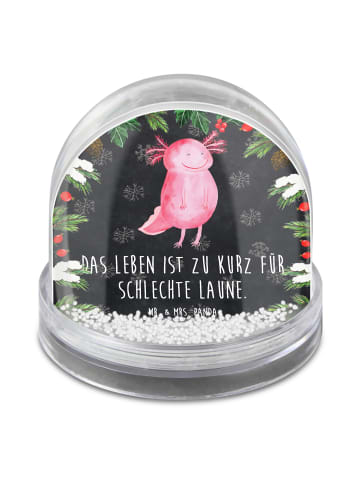 Mr. & Mrs. Panda Schneekugel Axolotl Glücklich mit Spruch in Kreidetafel