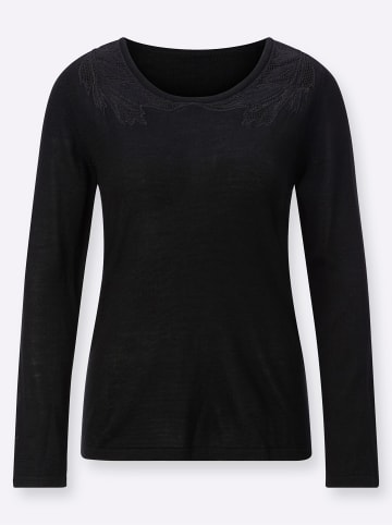 creation L Langarm-Pullover in schwarz