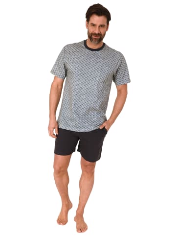 NORMANN kurzarm Schlafanzug Shorty Pyjama print - 78213 in anthrazit