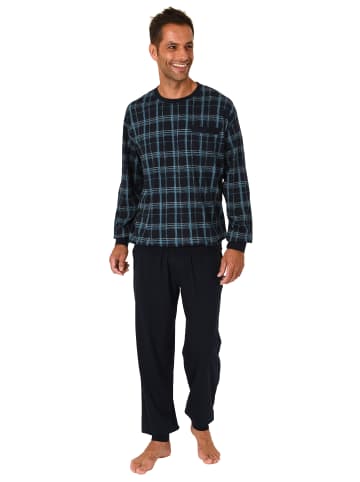 NORMANN Pyjama Schlafanzug Bündchen Karo - 75231 in marine