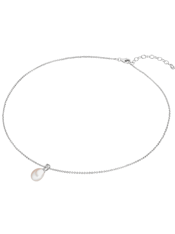 Lulu & Jane Diamant-Kette Sterling Silber Diamant Süßwasser-Zuchtperle in silber