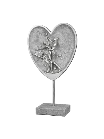 GILDE Skulptur tanzendes Paar im Herz silberfarben - (H) 30 cm