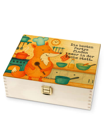 Mr. & Mrs. Panda Teekiste Holz Fuchs Koch Design mit Spruch in Weiß