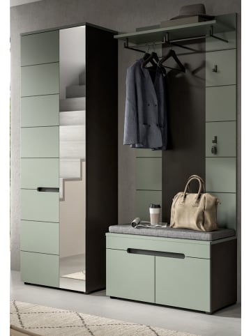 Inn.Furn Garderobe-Set Salbei Grün, grau, Garderobe 3-teilig 160 x 190 cm mit Soft-Close