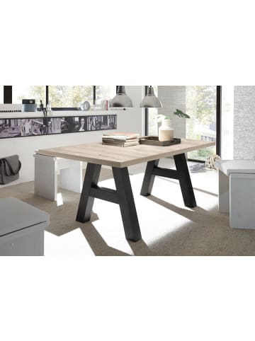 58 aufm Kessel ESSTISCH ausziehbar Elia 7 140x90x75 Schwarzstahl/Eiche Sägerau