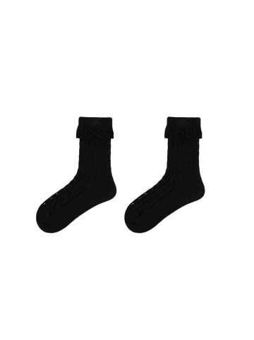 MUNADUNA 2er-Pack Lochmuster-Krempel-Shortsocks in Schwarz