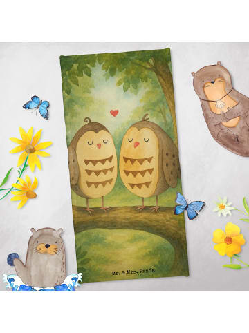 Mr. & Mrs. Panda Duschtuch Eulen Liebe Design ohne Spruch in Türkis Pastell