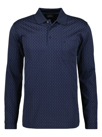 Ragman Softknit-Polo mit Alloverprint, Langarm in Blau