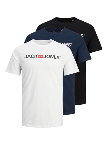 Jack & Jones T-Shirt 3er Pack in Weiß/Marineblau/Schwarz