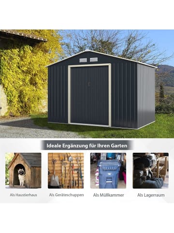 COSTWAY Gerätehaus Metall 6,6m² Türgröße: 117x163cm in Grau