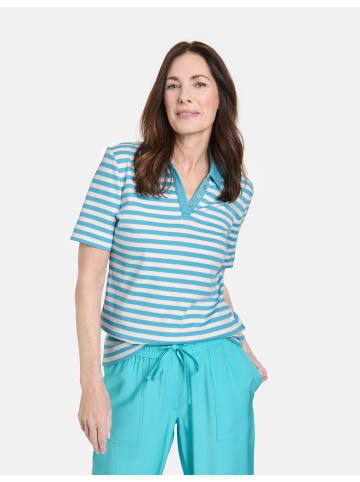 Gerry Weber Polo 1/2 Arm in Blau/Ecru/Weiss Streifen