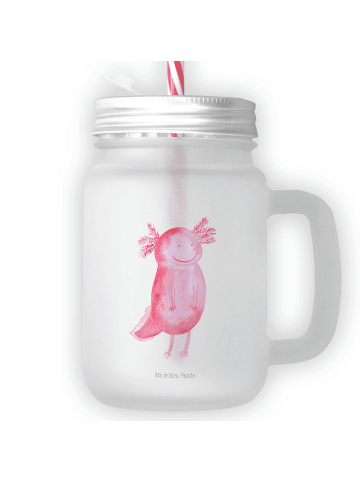 Mr. & Mrs. Panda Limonadenglas Axolotl Glücklich ohne Spruch in Transparent