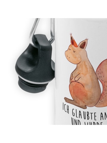 Mr. & Mrs. Panda Trinkflasche Einhorn Glauben mit Spruch in Weiß