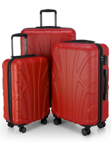 suitline 3er Kofferset Rollkoffer Hartschalen-Koffer Reisetrolleys TSA in Rot