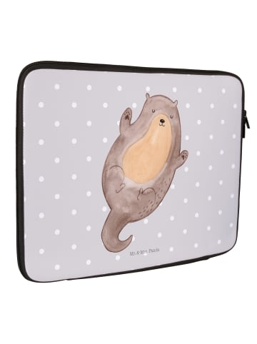 Mr. & Mrs. Panda Laptop Tasche Otter Umarmen ohne Spruch in Grau Pastell