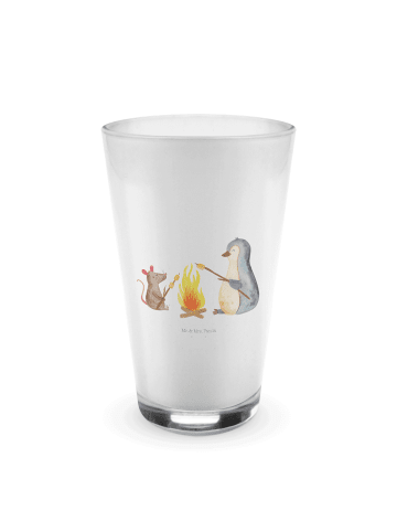 Mr. & Mrs. Panda Blümchentailglas Pinguin Lagerfeuer ohne Spruch in Transparent