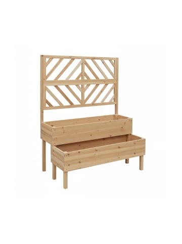 relaxdays Blumenkasten mit Spalier in Natur - (B)109 x (H)135 x (T)62 cm