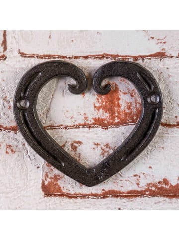 AltoBelli Deko Hufeisen FELICITA in Herz Form Antik Rost Braun 10x11 cm