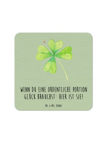 Mr. & Mrs. Panda Bierfilz Blume Kleeblatt mit Spruch in Blattgrün