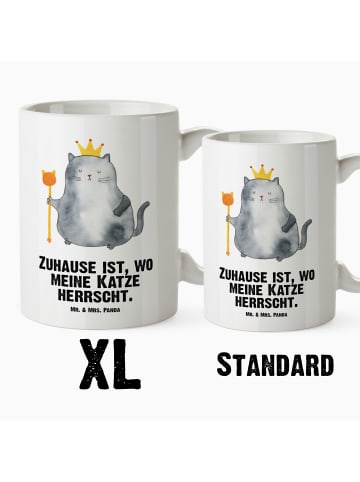 Mr. & Mrs. Panda 500 ml Tasse Katze König mit Spruch in Weiß