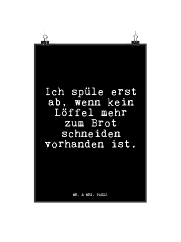 Mr. & Mrs. Panda Wandposter Ich spüle erst ab,... mit Spruch in Schwarz