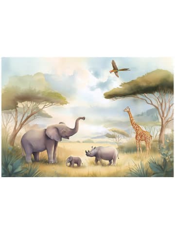 WALLARENA Fototapete Kinderzimmer Tiere in Beige