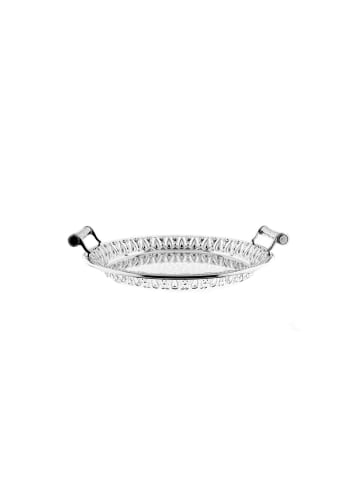 COFI 1453 Gemusterte Serviertabletten aus Edelstahl mit eleganten Griffen in Silber