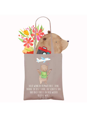 Mr. & Mrs. Panda Festivaltasche Heimweh überwinden mit Spruch in Braun Pastell