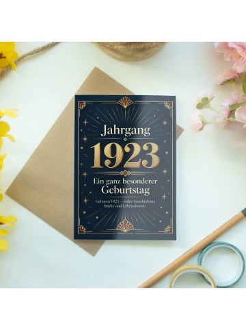 Geburtstagskarte 1923. Geburtstag Zahl elegant ... in Weiß