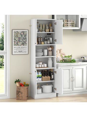 COSTWAY 190 cm hoher Küchenschrank Vorratsschrank in Weiß