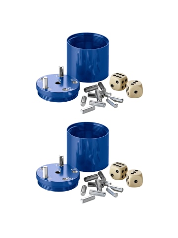 Bestsaller 2er-Set: Würfelspiel SUPER SIX Aluminum in Blau in Blau