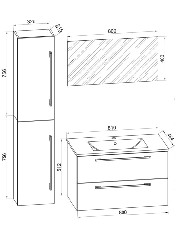 ebuy24 Badmöbelset Badinos80S Weiß 81 x 47 cm