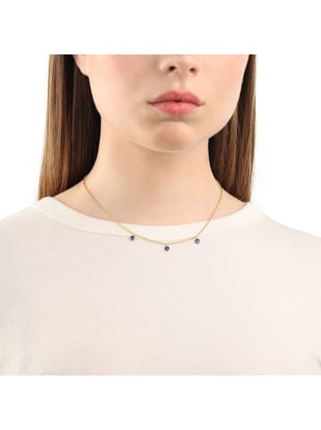 Amor Kette mit Anhänger Edelstahl, IP gold in Blau