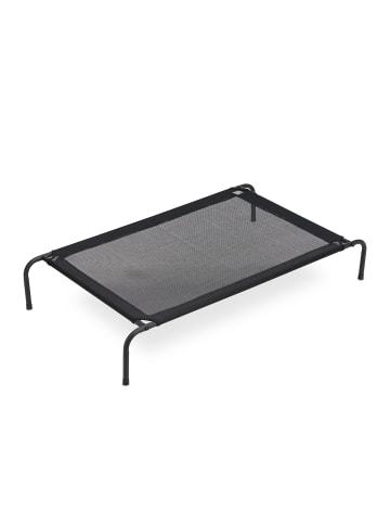 relaxdays Outdoor Hundeliege in Schwarz - (B)111 x (H)19 x (T)65 cm