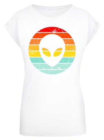 F4NT4STIC Extended Shoulder T-Shirt Alien Retro Sonnenuntergang in weiß