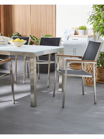 Beliani 4er-Set Gartenstuhl GROSSETO in Schwarz/Silber/Braun