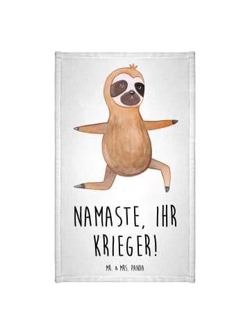 Mr. & Mrs. Panda Handtuch Faultier Yoga mit Spruch in Weiß