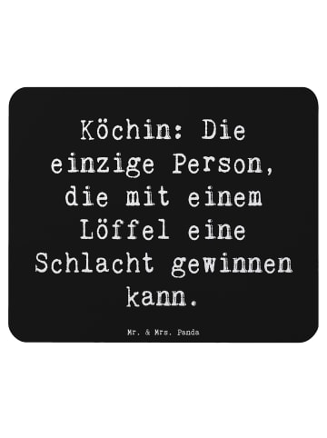 Mr. & Mrs. Panda Mausunterlage Spruch Köchin Stärke mit Spruch in Schwarz