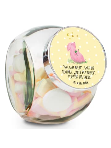 Mr. & Mrs. Panda Bonboniere Schwein Glück mit Spruch in Gelb Pastell