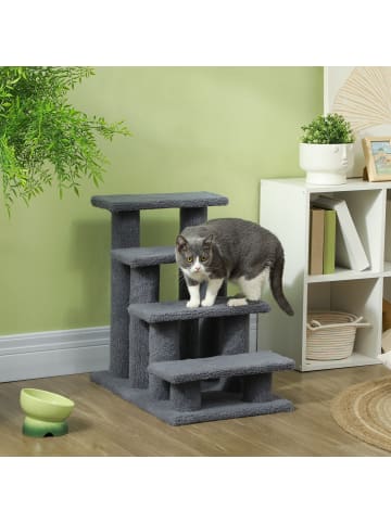 Pawhut Katzentreppe Grau L61 x B41 x H60 cm