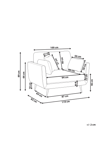 Beliani Sessel BOLGA in Rosa/Weiß - (W) 119 x (H) 89 x (L) 83 cm