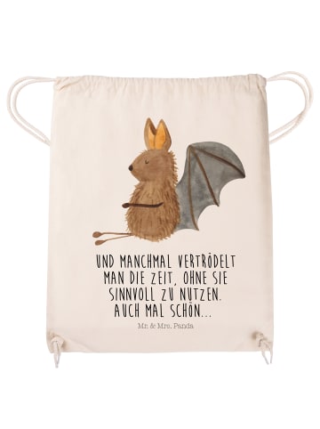 Mr. & Mrs. Panda Baumwolltasche Fledermaus Sitzen mit Spruch in Creme
